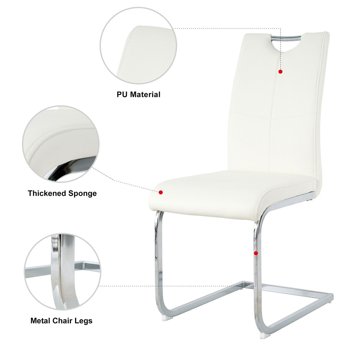 Set of 2 Modern Faux Leather Dining Chairs with Metal Legs