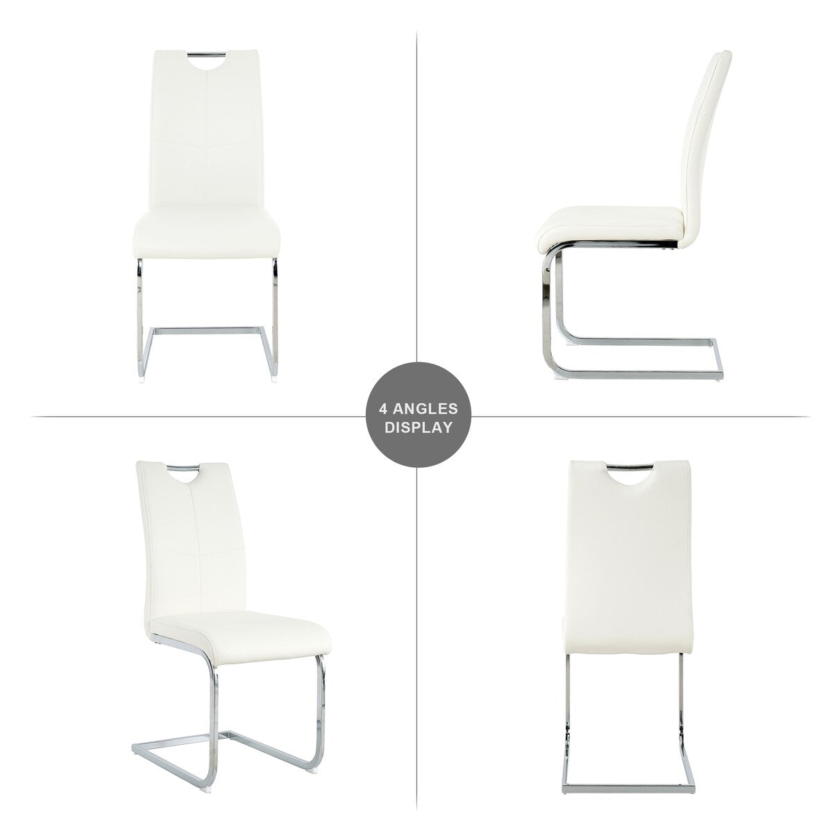 Set of 2 Modern Faux Leather Dining Chairs with Metal Legs