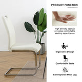 Set of 2 Modern Faux Leather Dining Chairs with Metal Legs