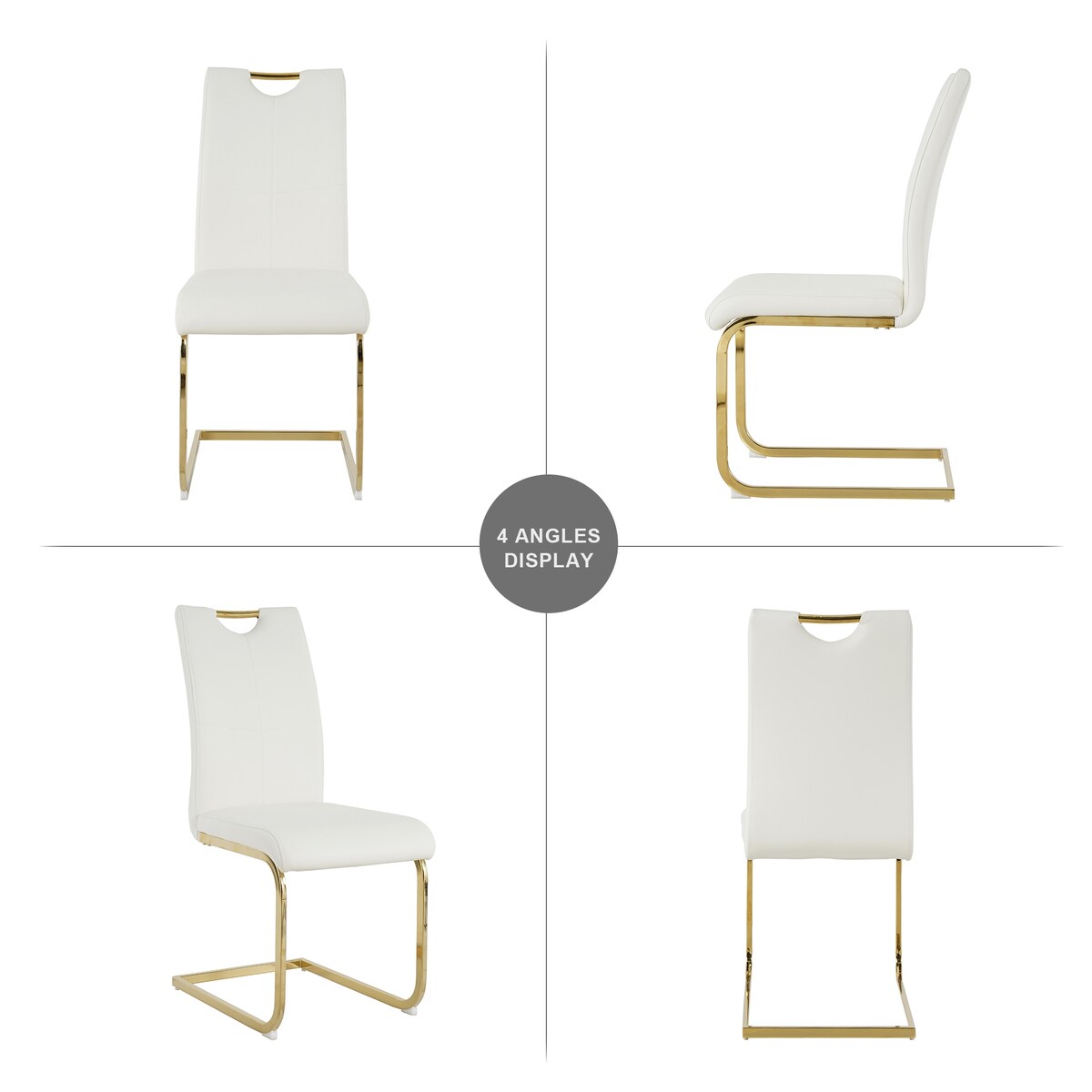 Set of 2 Modern Faux Leather Dining Chairs with Metal Legs