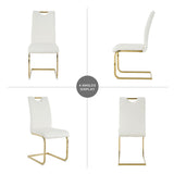 Set of 2 Modern Faux Leather Dining Chairs with Metal Legs