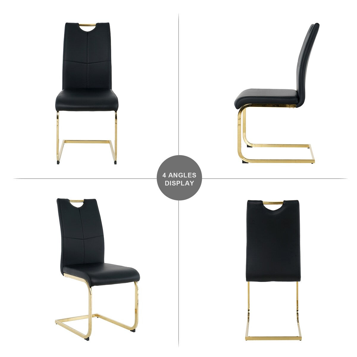 Set of 2 Modern Faux Leather Dining Chairs with Metal Legs