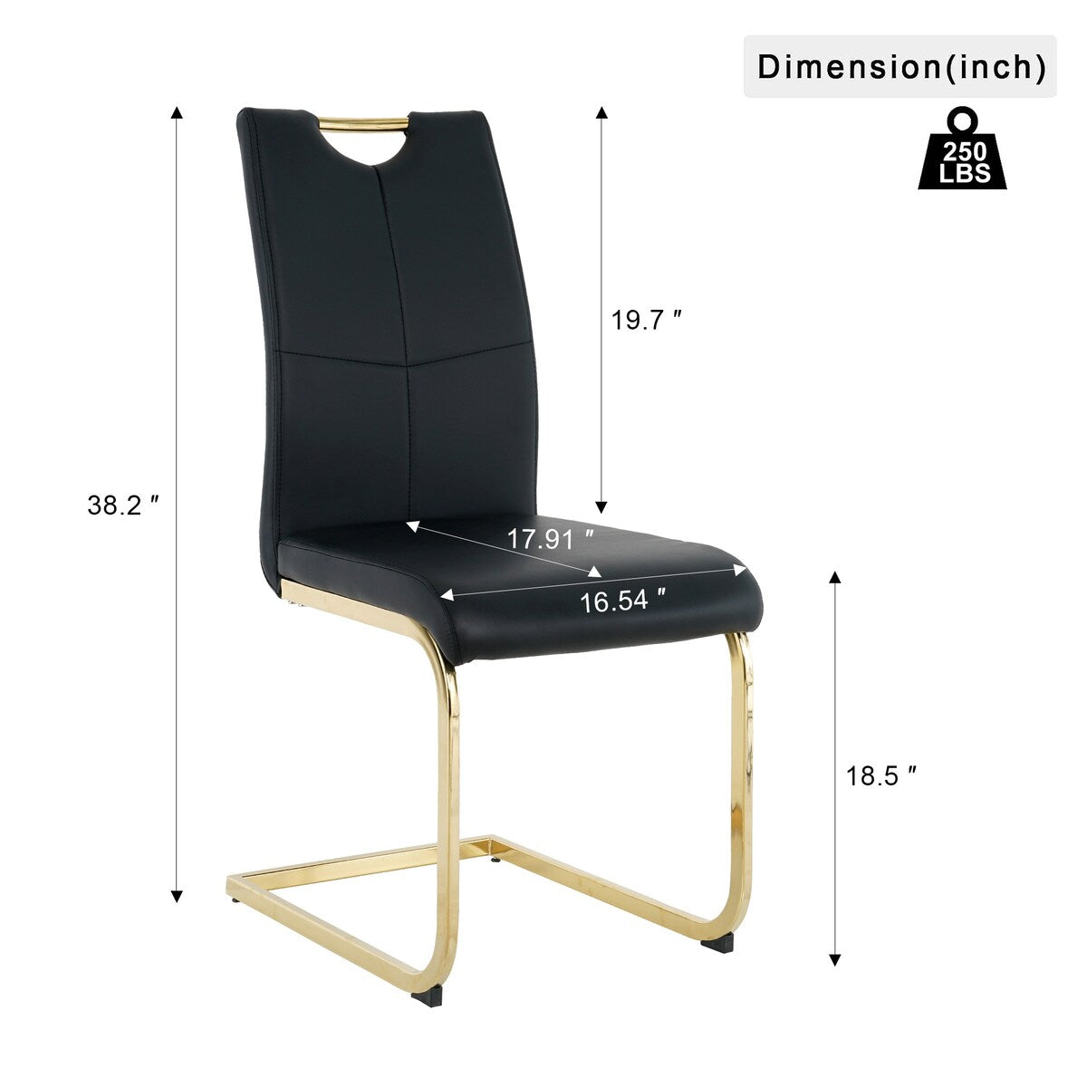 Set of 2 Modern Faux Leather Dining Chairs with Metal Legs