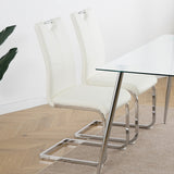 Set of 2 Modern Faux Leather Dining Chairs with Metal Legs
