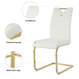 Set of 2 Modern Faux Leather Dining Chairs with Metal Legs