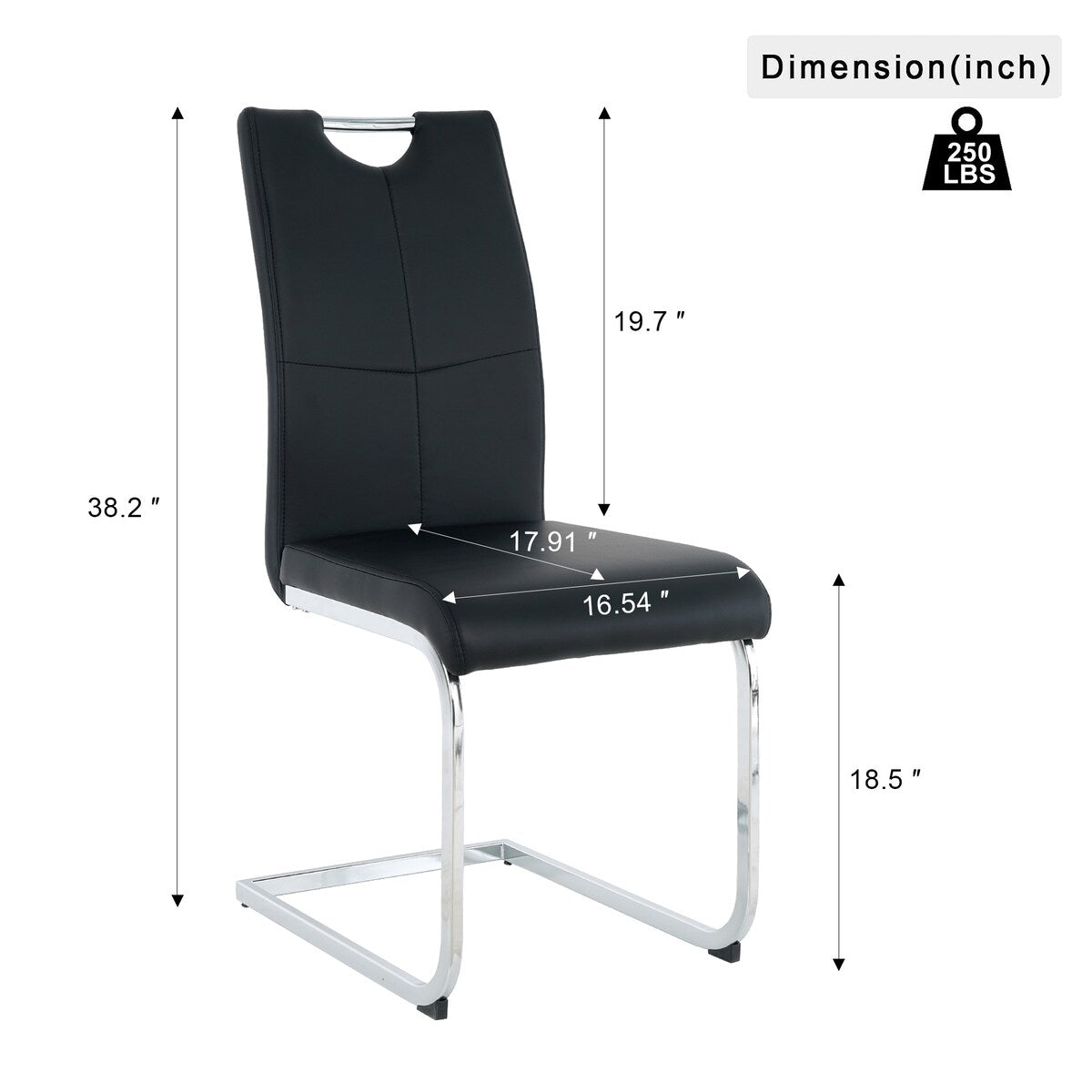 Set of 2 Modern Faux Leather Dining Chairs with Metal Legs