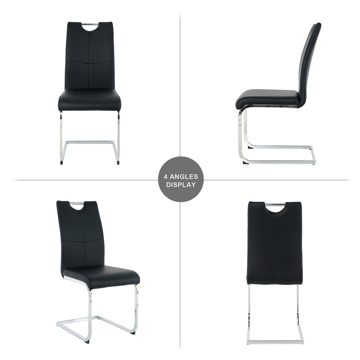 Set of 2 Modern Faux Leather Dining Chairs with Metal Legs