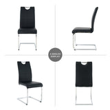 Set of 2 Modern Faux Leather Dining Chairs with Metal Legs