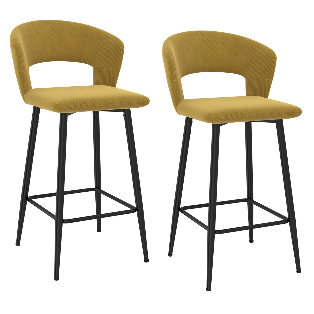 Set of 2 Modern Velvet 26'' Counter Stool