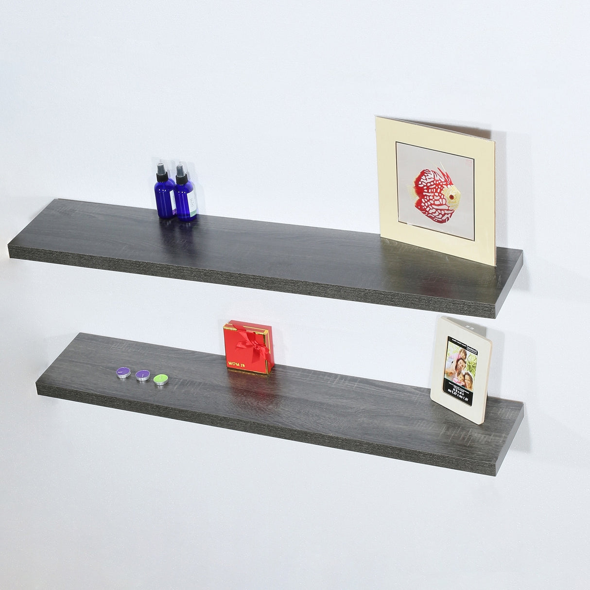 Set of 2 Modern and Contemporary Floating Shelves - Black Oak - 47.2 *9.25 *1.5 inches