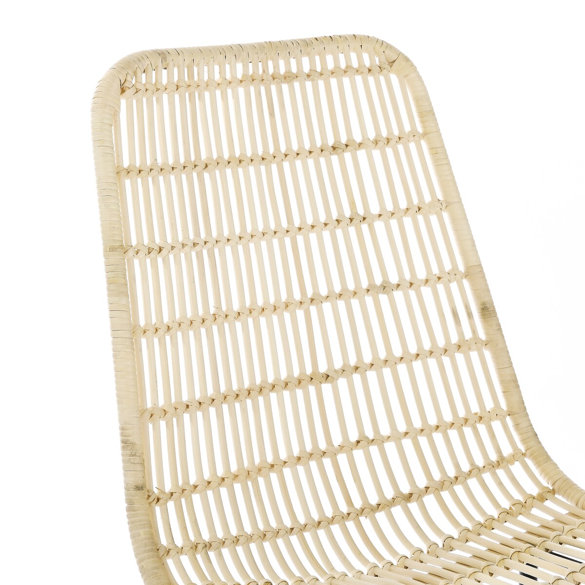 Set of 2 Natural Rattan Indoor Bar Chair , Black Finish Steel legs, 18"x23.5"x34", Natural