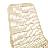 Set of 2 Natural Rattan Indoor Bar Chair , Black Finish Steel legs, 18"x23.5"x34", Natural