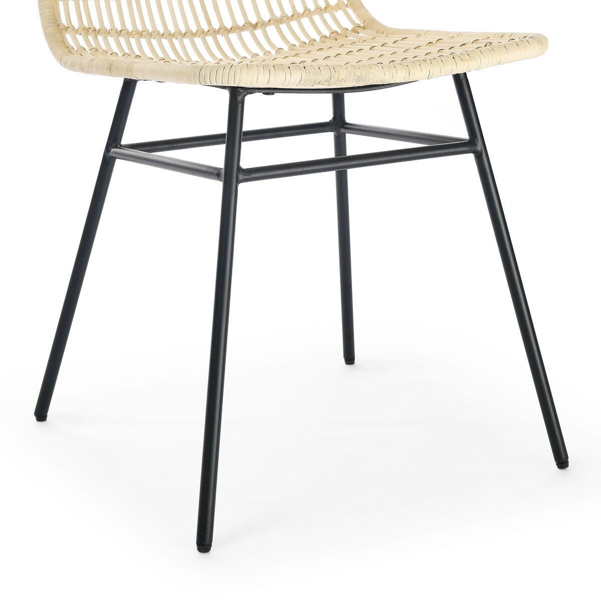 Set of 2 Natural Rattan Indoor Bar Chair , Black Finish Steel legs, 18"x23.5"x34", Natural
