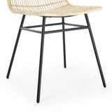 Set of 2 Natural Rattan Indoor Bar Chair , Black Finish Steel legs, 18"x23.5"x34", Natural