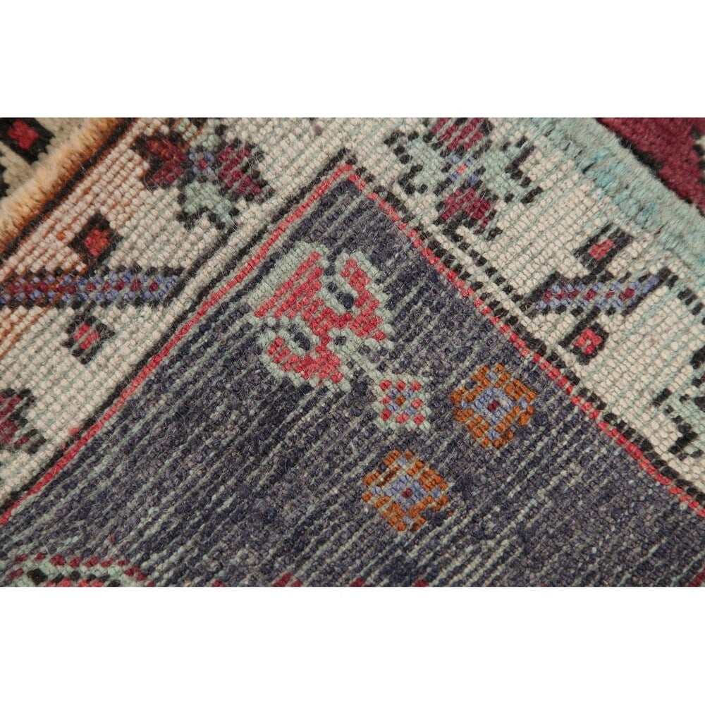 Set of 2 Oushak Oriental Hand Knotted Wool Vintage Turkish Area Rug - 3'3" x 1'9"