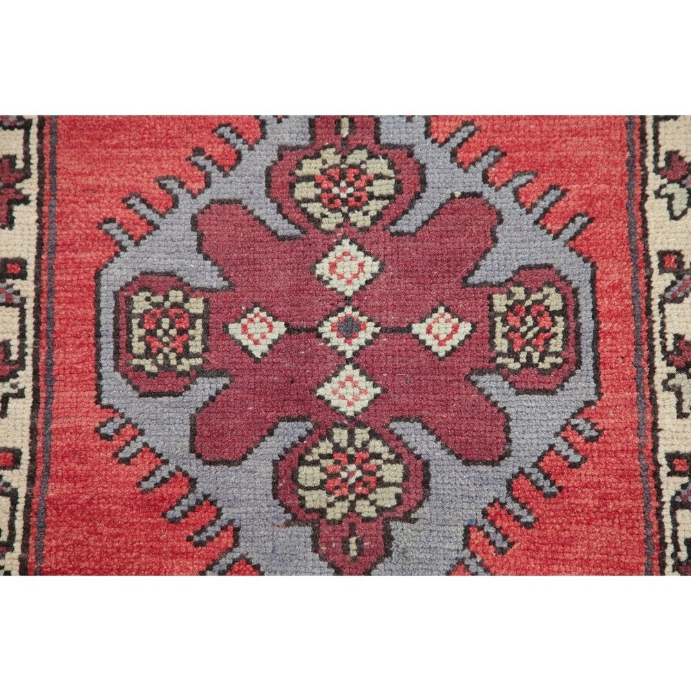 Set of 2 Oushak Oriental Hand Knotted Wool Vintage Turkish Area Rug - 3'3" x 1'9"