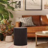 Set of 2 Round Brown Hidden Storage Coffee Table Side End Table with Removable Topside