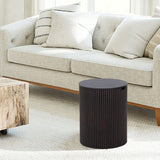 Set of 2 Round Brown Hidden Storage Coffee Table Side End Table with Removable Topside