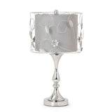 Set of 2 Silver Floral Metal Table Lamps - 15 W x 30 D x 15 H