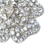 Set of 2 Silver Rose Crystal Rhinestone Brooch Pin Decorative Accent Piece 2.25in - 2.25" H x 2.25" W x 0.5" DP