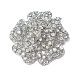 Set of 2 Silver Rose Crystal Rhinestone Brooch Pin Decorative Accent Piece 2.25in - 2.25" H x 2.25" W x 0.5" DP