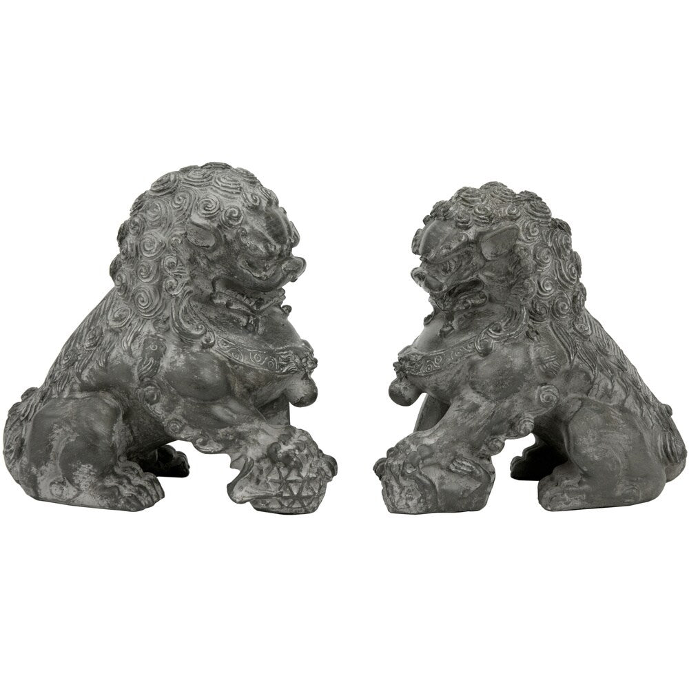 Handmade 6" Sitting Foo Dog Statues, Set of 2