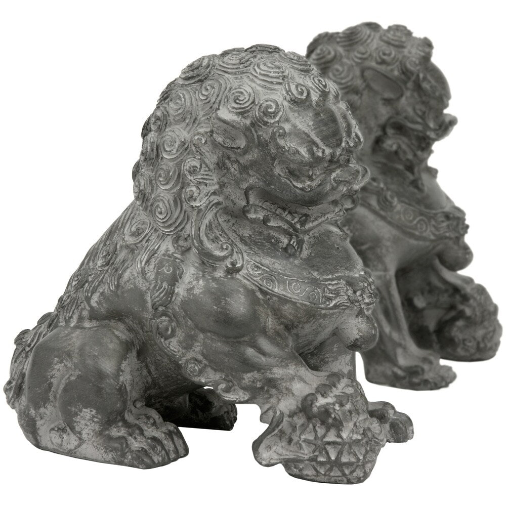 Handmade 6" Sitting Foo Dog Statues, Set of 2