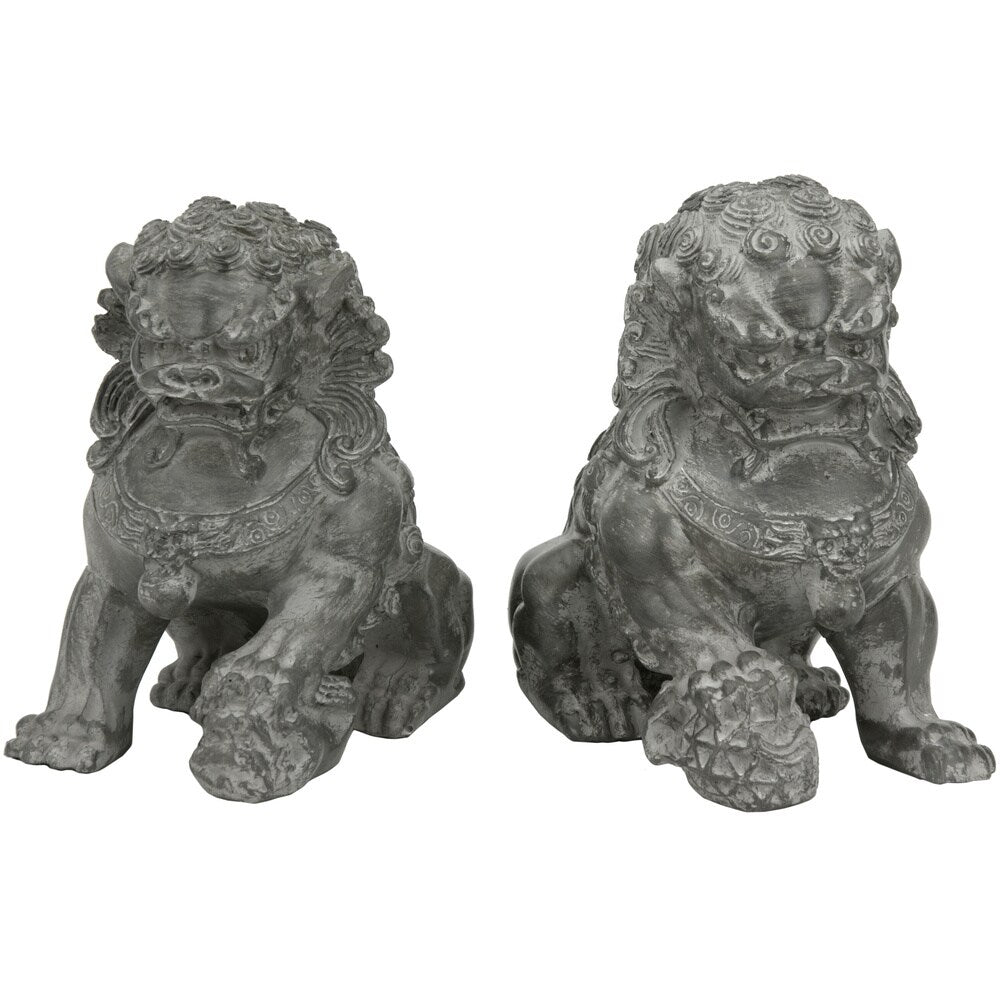 Handmade 6" Sitting Foo Dog Statues, Set of 2