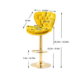 Set of 2 Swivel Adjustable Counter Height Bar Stools, Mustard