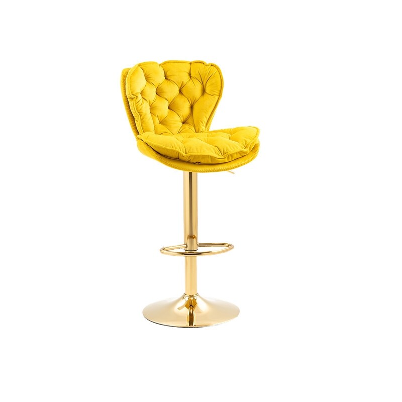 Set of 2 Swivel Adjustable Counter Height Bar Stools, Mustard