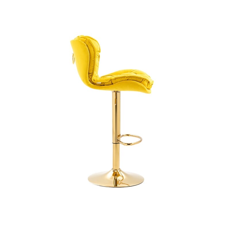 Set of 2 Swivel Adjustable Counter Height Bar Stools, Mustard