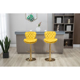 Set of 2 Swivel Adjustable Counter Height Bar Stools, Mustard