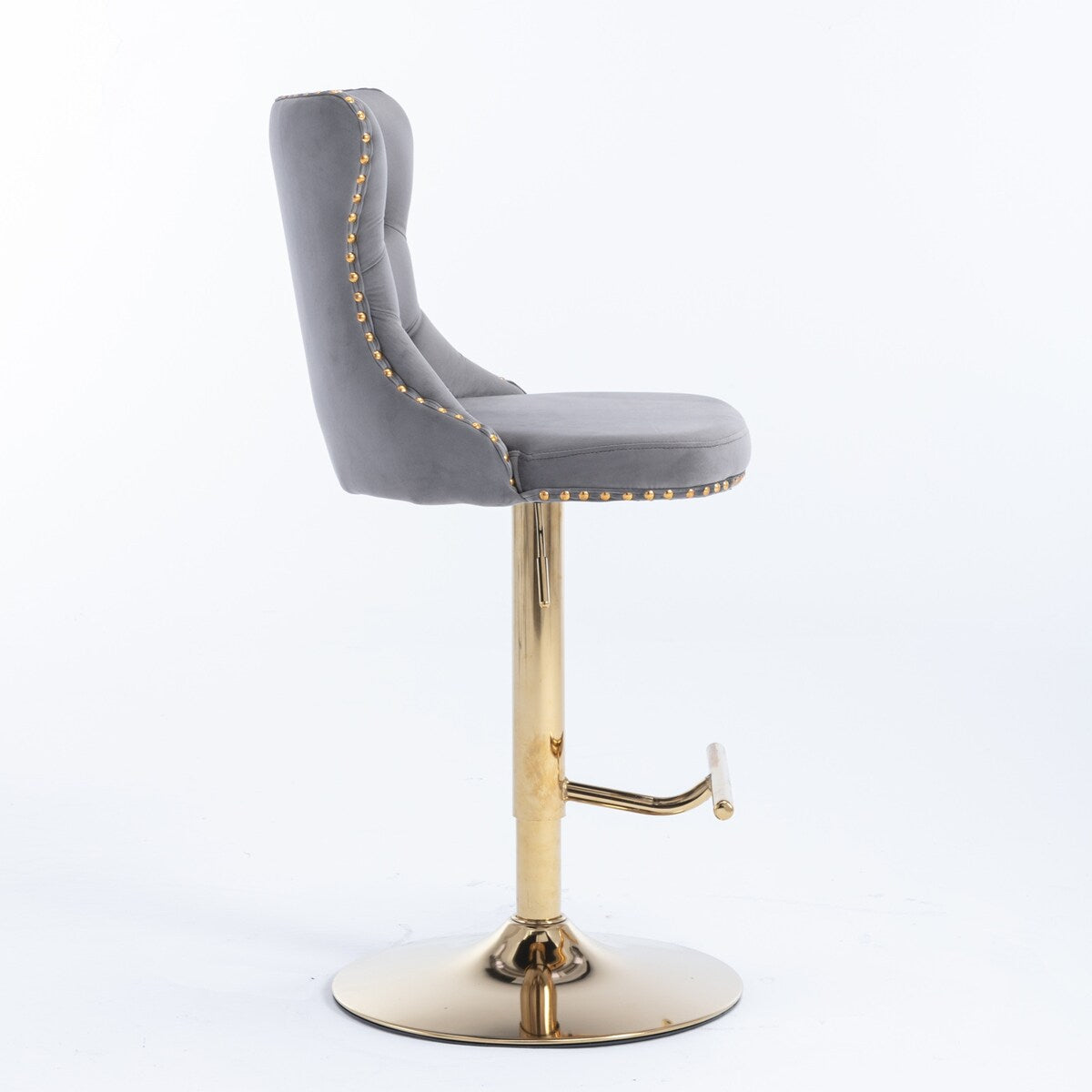 Set of 2 Swivel Velvet Bar Stools with Adjustable Height