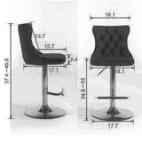 Set of 2 Swivel Velvet Bar Stools with Adjustable Height