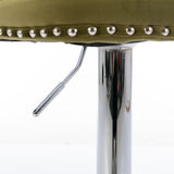 Set of 2 Swivel Velvet Bar Stools with Adjustable Height