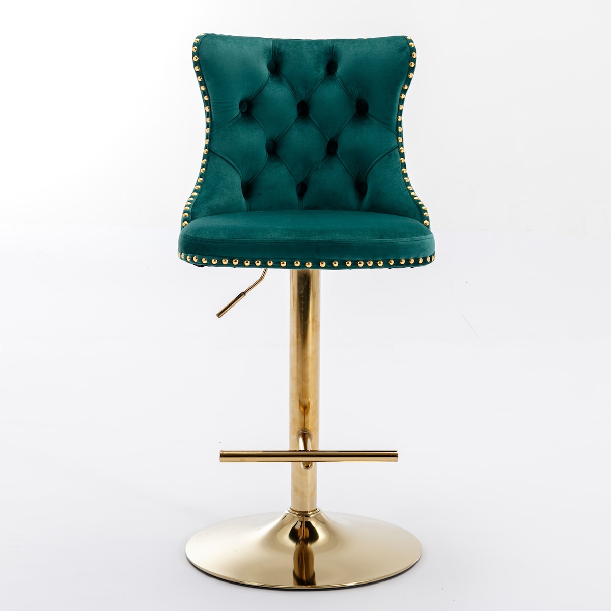 Set of 2 Swivel Velvet Bar Stools with Adjustable Height