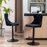 Set of 2 Swivel Velvet Bar Stools with Adjustable Height