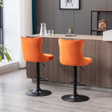 Set of 2 Swivel Velvet Bar Stools with Adjustable Height