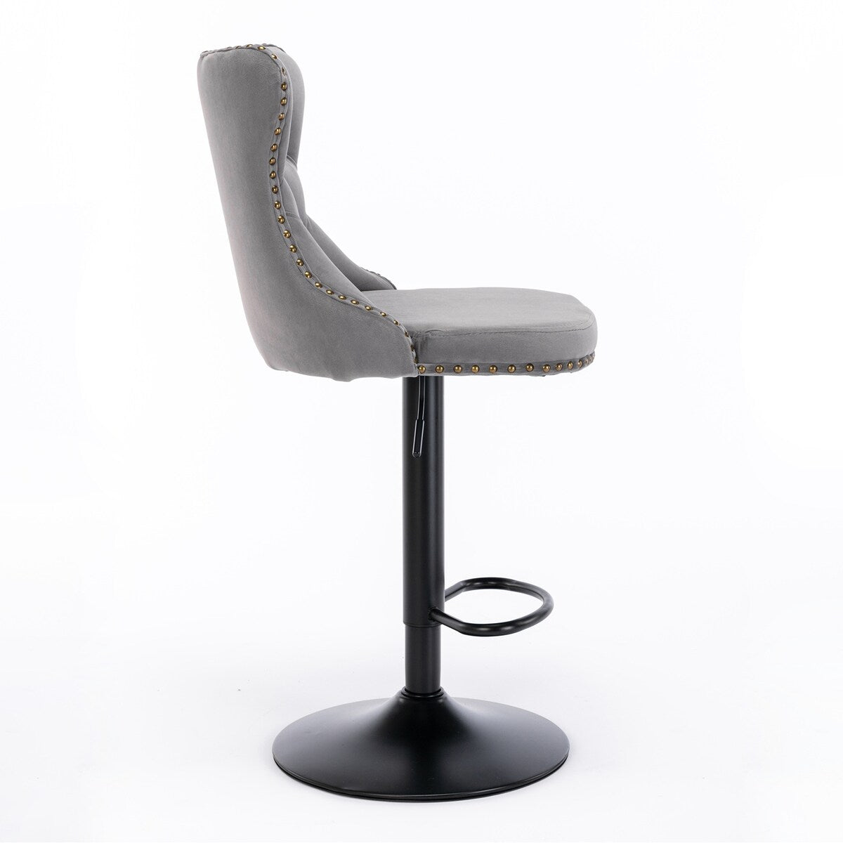 Set of 2 Swivel Velvet Bar Stools with Adjustable Height