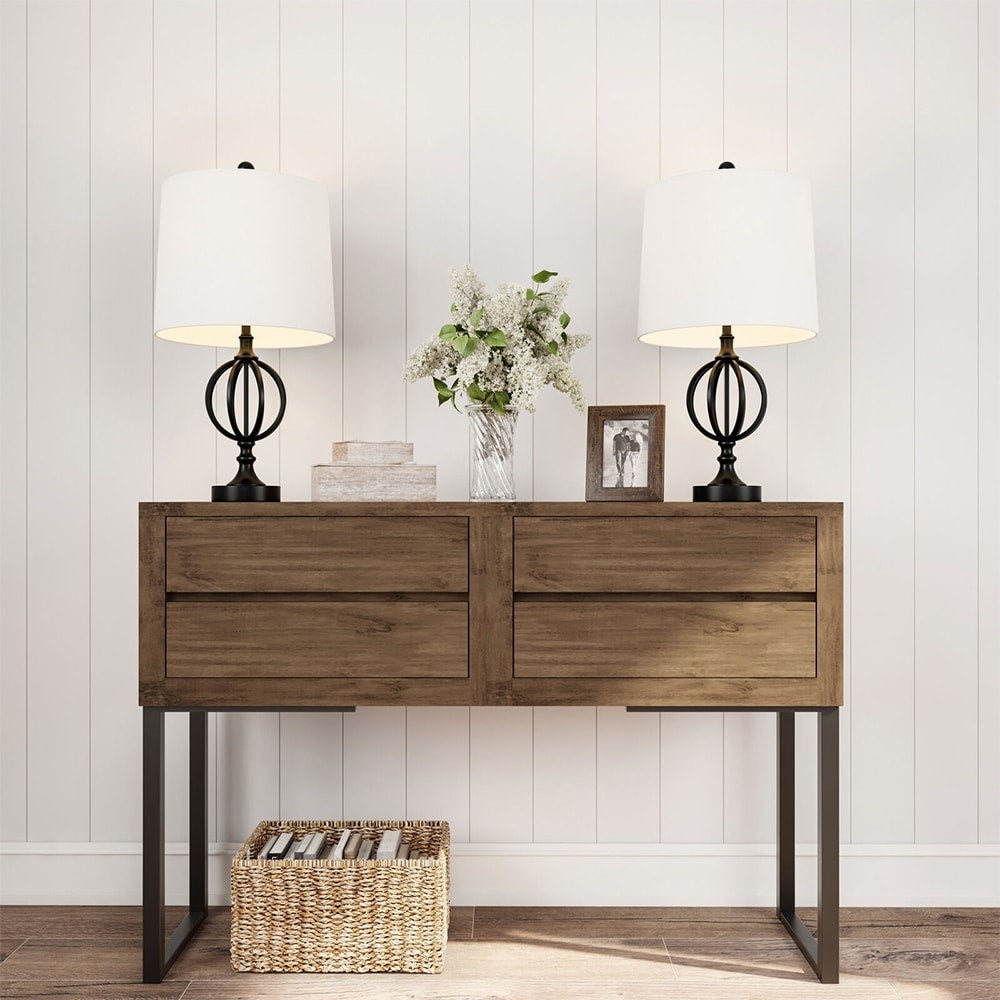 Set of 2 Table Lamps Openwork Iron Orb Lights - 13" x 25"