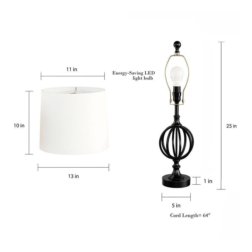 Set of 2 Table Lamps Openwork Iron Orb Lights - 13" x 25"