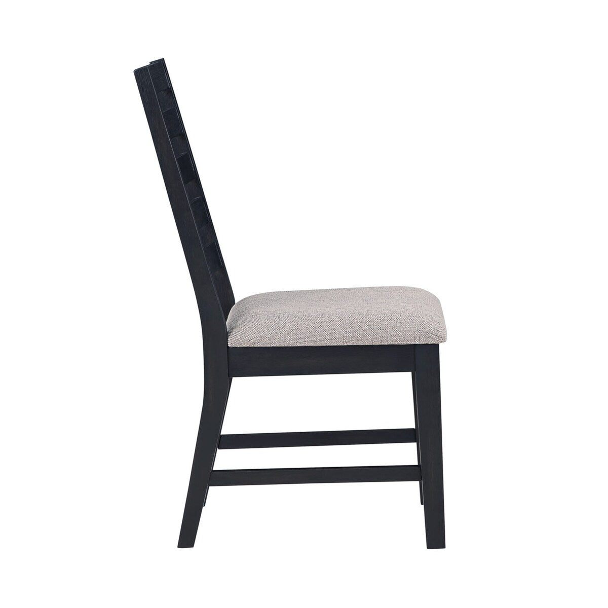 Set of 2 Upholstered Dining Chairs with Ladder-back in Black and Gray