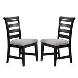 Set of 2 Upholstered Dining Chairs with Ladder-back in Black and Gray