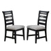 Set of 2 Upholstered Dining Chairs with Ladder-back in Black and Gray