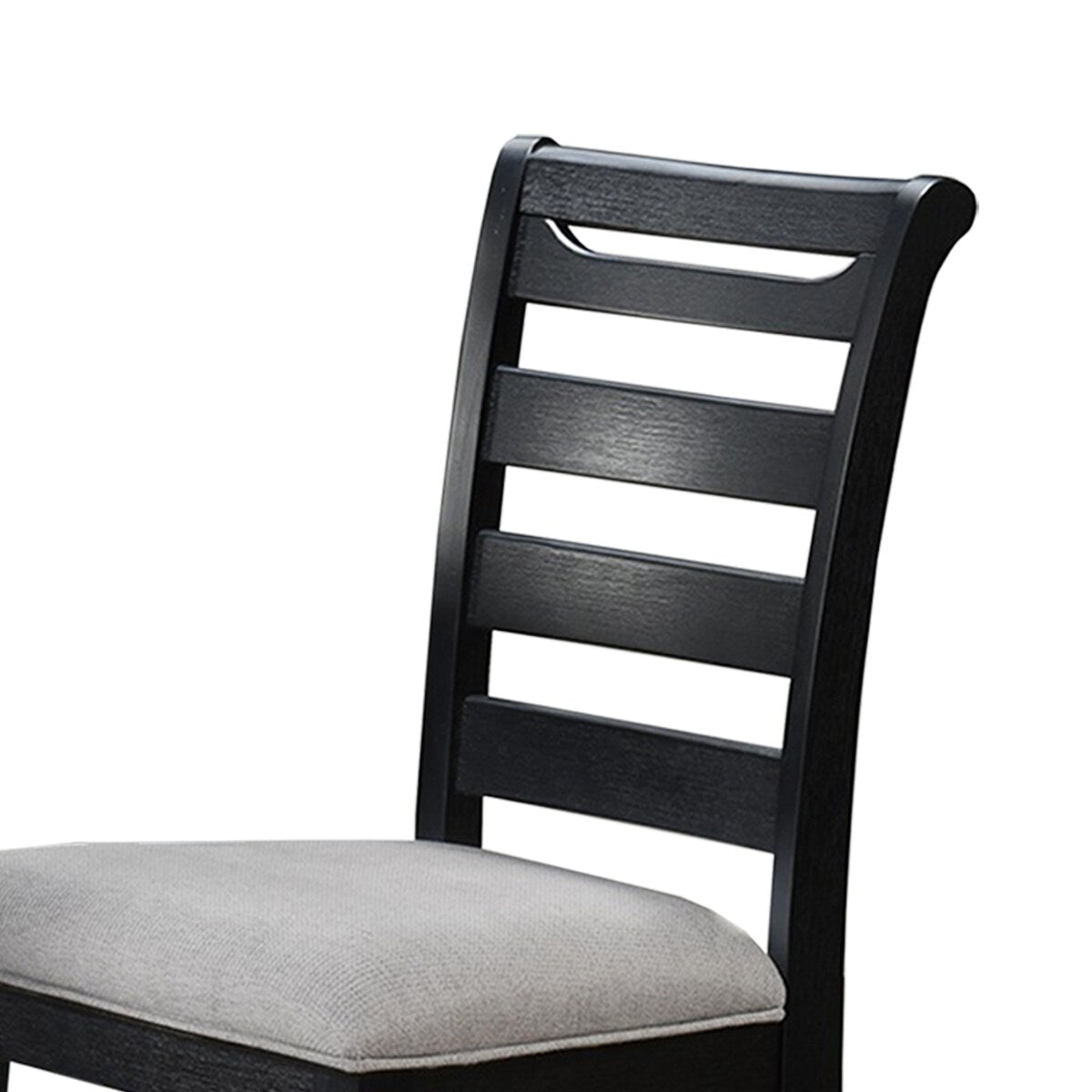 Set of 2 Upholstered Dining Chairs with Ladder-back in Black and Gray