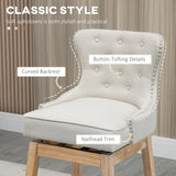 Set of 2 Upholstered Fabric Swivel Bar Stools with Footrest