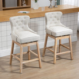 Set of 2 Upholstered Fabric Swivel Bar Stools with Footrest