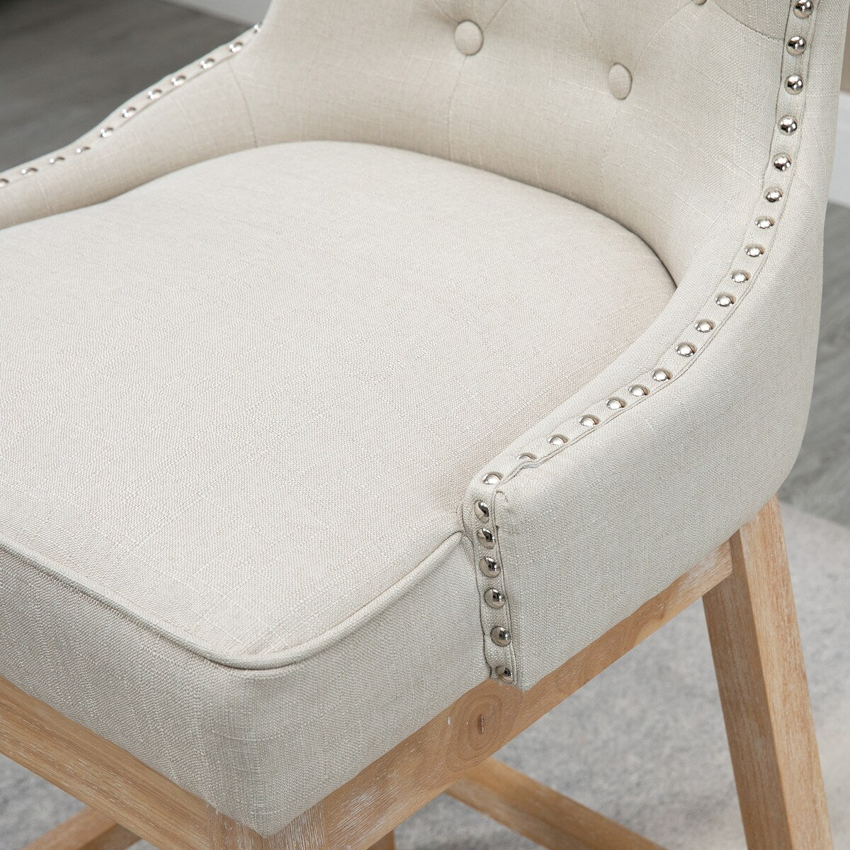 Set of 2 Upholstered Fabric Swivel Bar Stools with Footrest