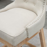 Set of 2 Upholstered Fabric Swivel Bar Stools with Footrest