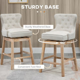 Set of 2 Upholstered Fabric Swivel Bar Stools with Footrest